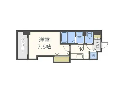 LUXE玉造II(1K/8階)の間取り写真