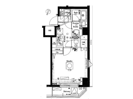 リファイズ小岩(1K/13階)の間取り写真