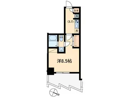 オモチデ扇大橋(1K/6階)の間取り写真