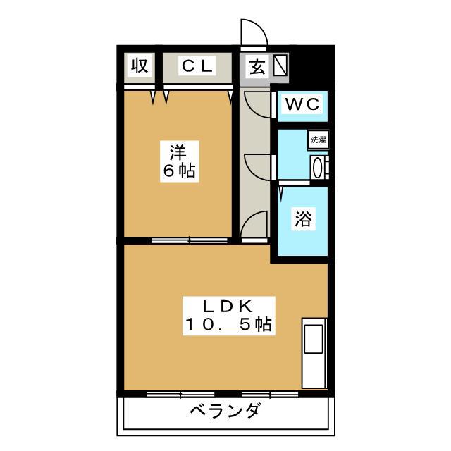 コーポ伝田(1LDK/4階)の間取り写真