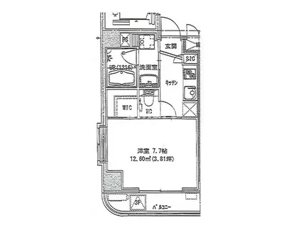 カーサドマーニ(1K/4階)の間取り写真