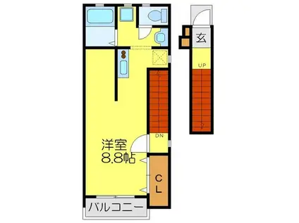 ミサワ岳洋ホーム(1K/2階)の間取り写真