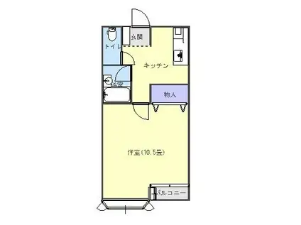 メルヴェイユ城下(1K/1階)の間取り写真