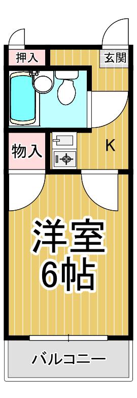 ビスタ川西(1K/1階)の間取り写真