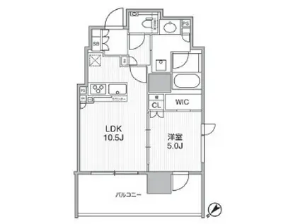 ディームス渋谷本町(1LDK/13階)の間取り写真