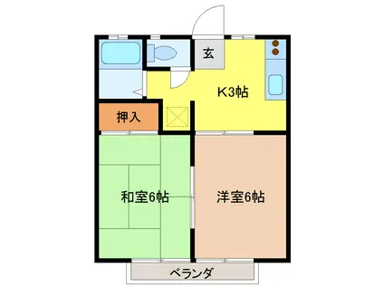コーポ萩(2K/2階)の間取り写真