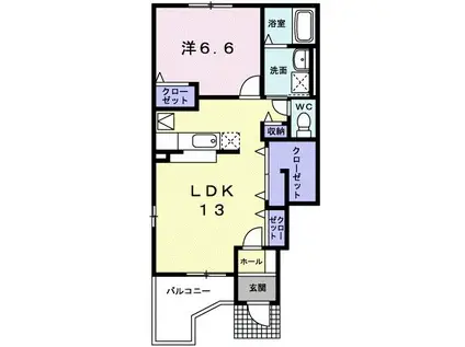 リーガハット23(1LDK/1階)の間取り写真