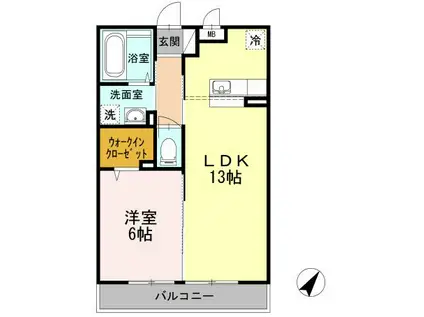 マグノリア湘南台(1LDK/2階)の間取り写真