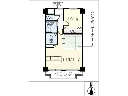 エステート21(1LDK/2階)の間取り写真