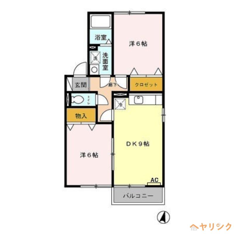 ウィング守山(2DK/2階)の間取り写真