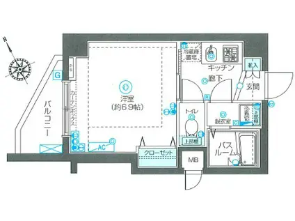 フェニックス国分寺弐番館(1K/5階)の間取り写真