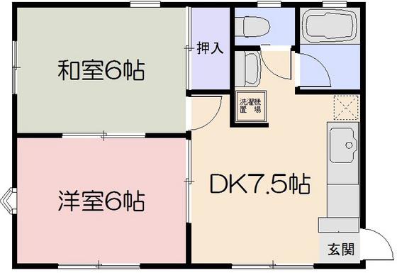 メゾン浜野B(2DK/1階)の間取り写真