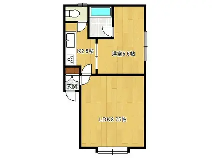 カイセイマンション(1LDK/1階)の間取り写真