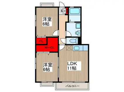 グランドソレーユI(2LDK/3階)の間取り写真