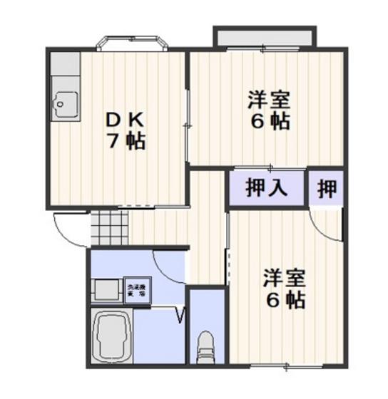 エントピア当新田 C棟(2DK/2階)の間取り写真