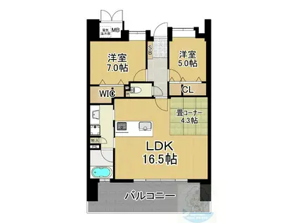 エイルマンション城址公園東(2SLDK/13階)の間取り写真