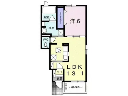 フォレヴーシュ加納(1LDK/1階)の間取り写真