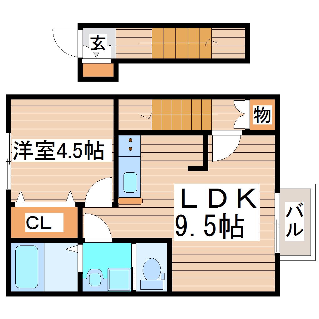 ARC CITY ASUTO NAGAMACHI(1LDK/2階)の間取り写真
