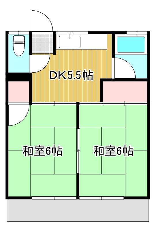 コーポ米津(2DK/1階)の間取り写真
