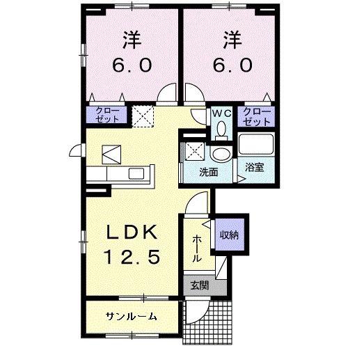 サザンヒルズ 星和台I(2LDK/1階)の間取り写真