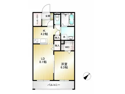 グランメゾン倉敷駅前(1LDK/3階)の間取り写真