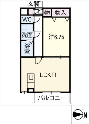 名鉄河和線 成岩駅 徒歩10分 2階建 築20年(1LDK/2階)の間取り写真