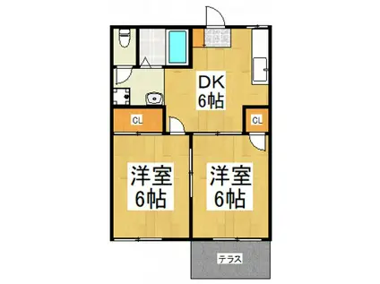 マーベラス一橋(2DK/1階)の間取り写真