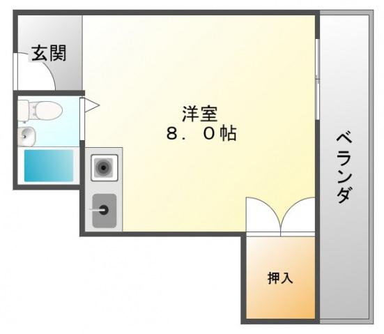 メブロ1(ワンルーム/2階)の間取り写真