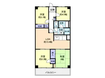 津田沼スカイハイツ(4LDK/5階)の間取り写真