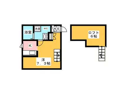 プリマ鶴ヶ島(ワンルーム/2階)の間取り写真