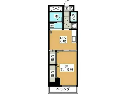 プロミネンス14ビル(1DK/3階)の間取り写真