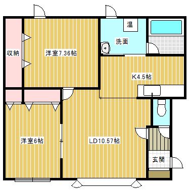 ジェミニB(2LDK/2階)の間取り写真