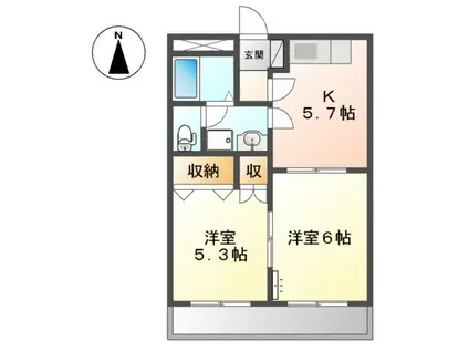 フラワーガーデン A(2K/1階)の間取り写真