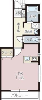 ラーパス(1K/1階)の間取り写真