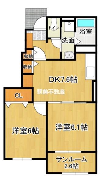 FLAGSHIP福津A(2DK/1階)の間取り写真