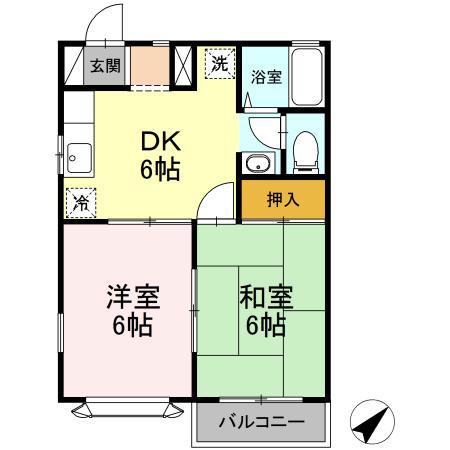 メゾングラッセA(2DK/2階)の間取り写真