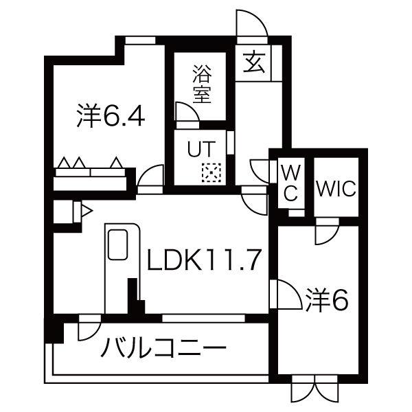 ハッピーコート飾磨(2LDK/2階)の間取り写真