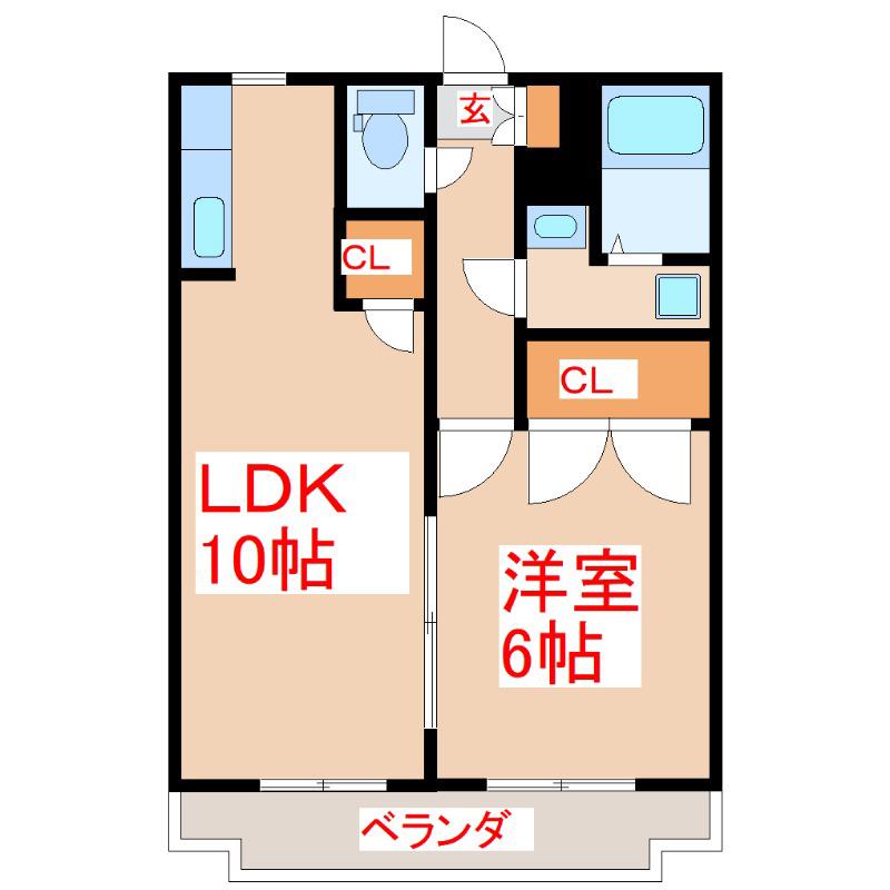 プレステージ上塩屋(1LDK/2階)の間取り写真