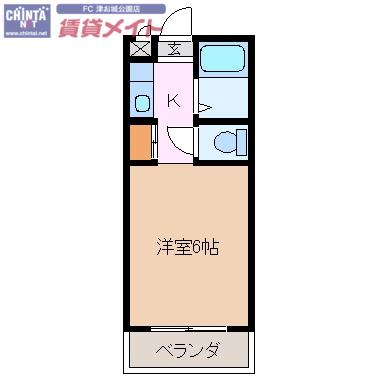 ウエスト(1K/1階)の間取り写真