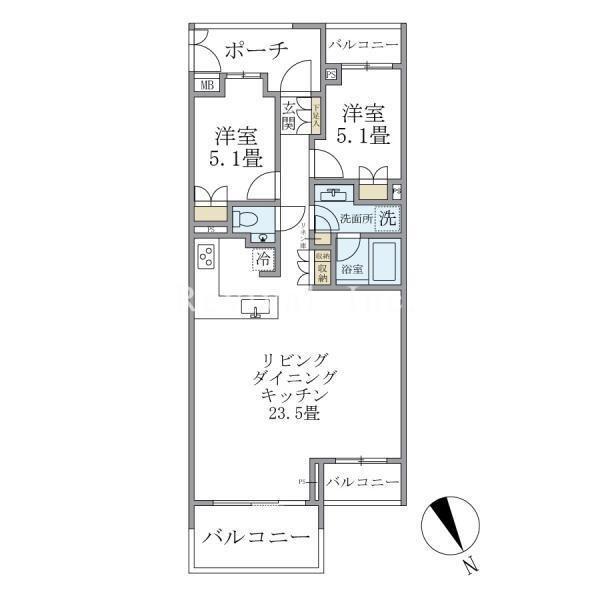 目白ガーデンヒルズ(2LDK/5階)の間取り写真