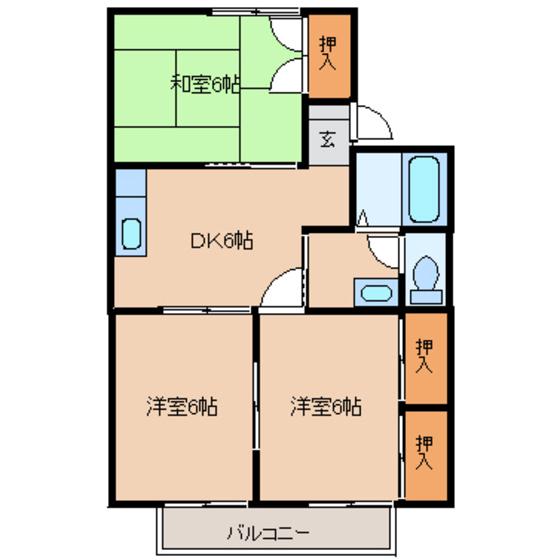 アメニティゾーン河原町I(3DK/2階)の間取り写真