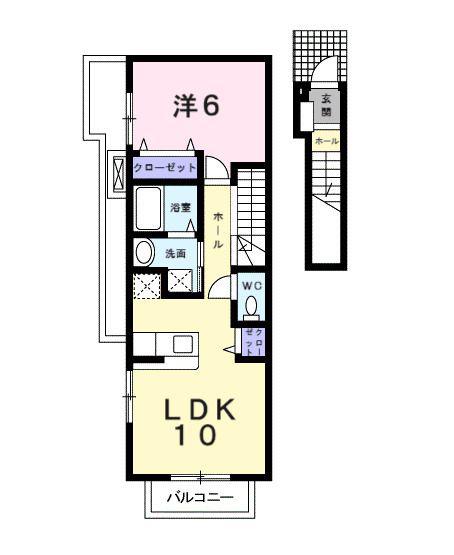 アヌジック K・K(1LDK/2階)の間取り写真