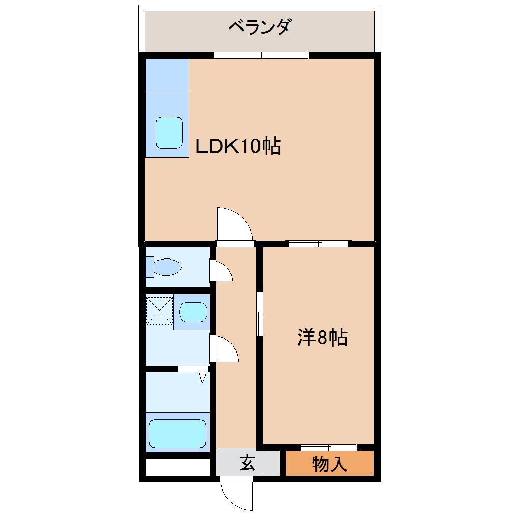 サンハイツ山田II(1LDK/2階)の間取り写真