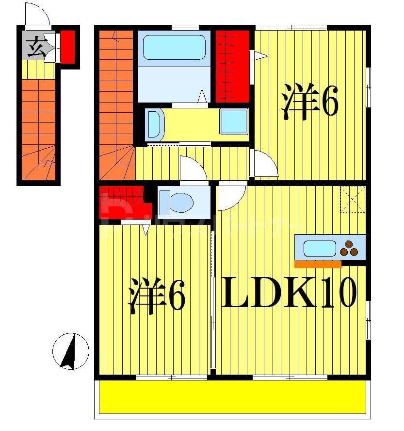 ミ・カーサ(2LDK/2階)の間取り写真