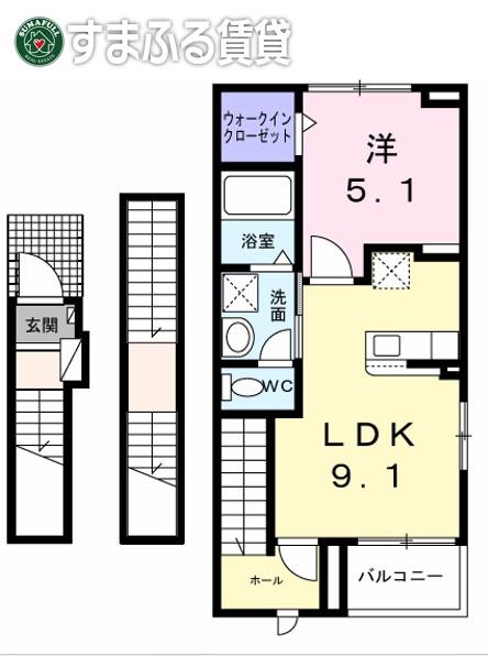 ガーデン フェイバー(1LDK/3階)の間取り写真