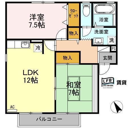 スプランドゥ―ルA棟(2LDK/1階)の間取り写真