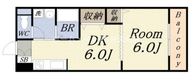 シャトー弁天弐番館(1DK/10階)の間取り写真