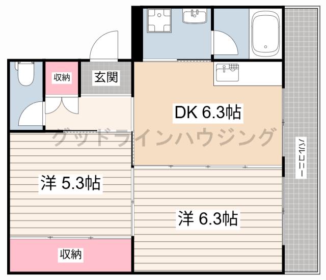ヴィラナリー加東2(2DK/2階)の間取り写真