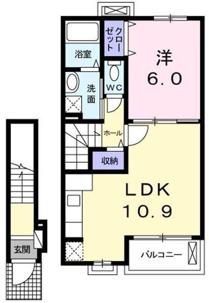 リリー・ヴァリーV(1LDK/2階)の間取り写真
