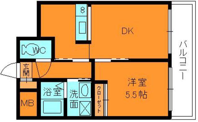 ヤマセン2番館(1DK/1階)の間取り写真